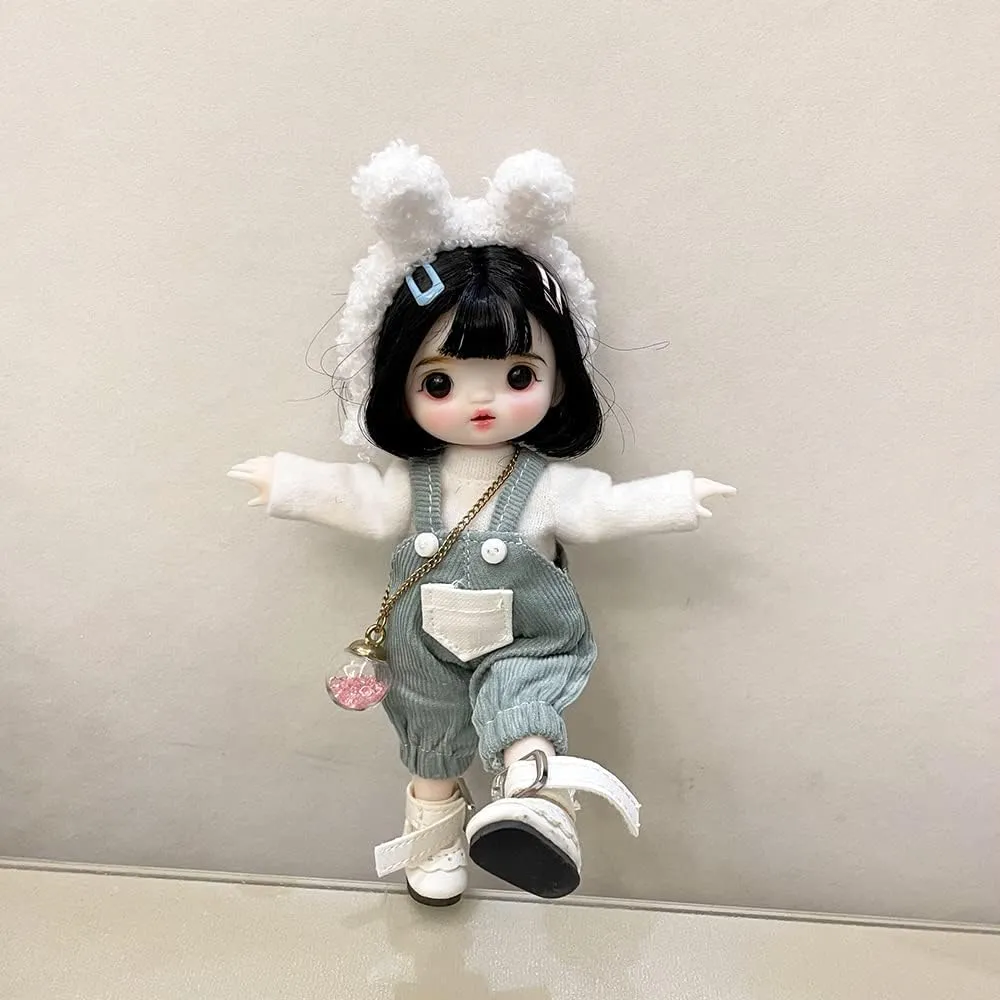 Ball Jointed Girl Doll, with aesthetic lunge pennycress potato Fashion Clothes Full Set Outfits Shoes Wigs Face Makeup, Xmas Gifts for Girls (5#) 16cm Mini BJD Dolls, 1/8 