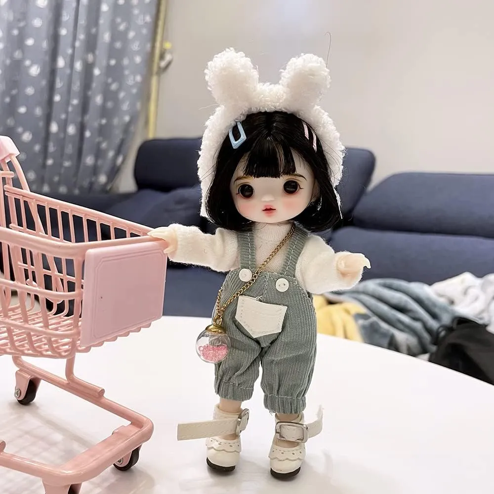 Ball Jointed Girl Doll, with aesthetic lunge pennycress potato Fashion Clothes Full Set Outfits Shoes Wigs Face Makeup, Xmas Gifts for Girls (5#) 16cm Mini BJD Dolls, 1/8 