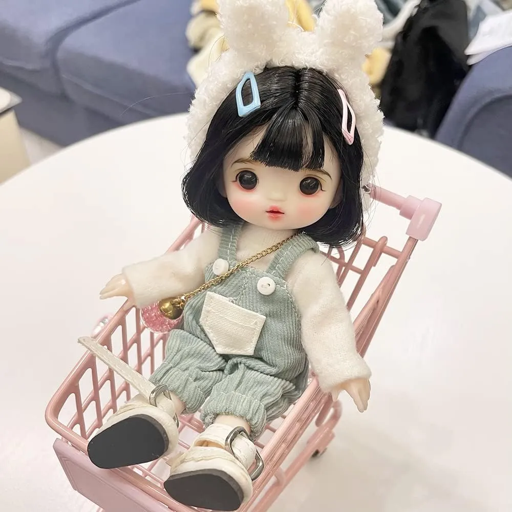 Ball Jointed Girl Doll, with aesthetic lunge pennycress potato Fashion Clothes Full Set Outfits Shoes Wigs Face Makeup, Xmas Gifts for Girls (5#) 16cm Mini BJD Dolls, 1/8 