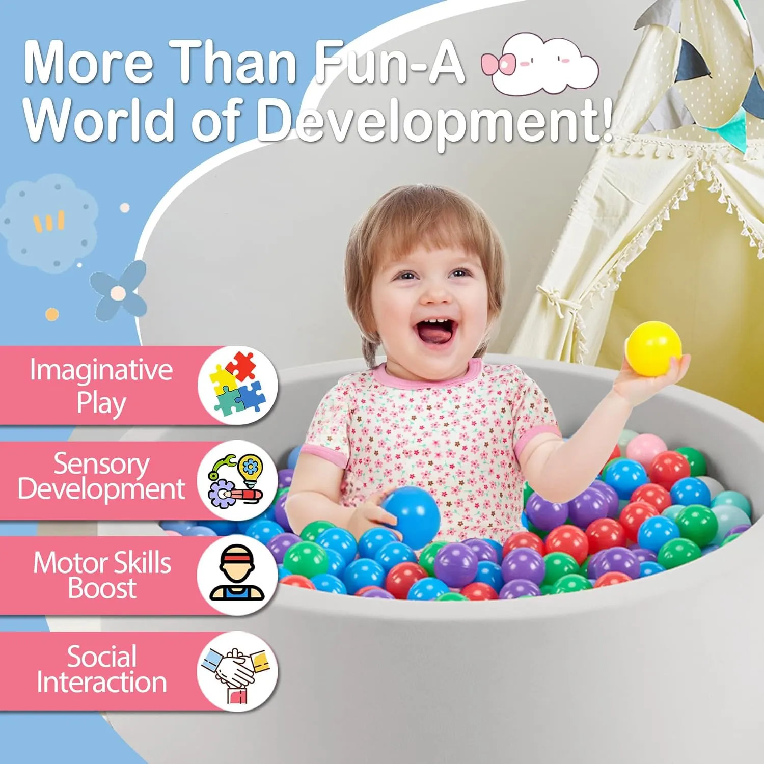 Ball Pits Ideal Gift for Boys and Girls, Balls Not Included, Grey 35.4" x 11.8" Foam Ball Pit for Toddlers, Baby Round Balls Pool for web editor orient motivation Babies 1-3, Kids Play 