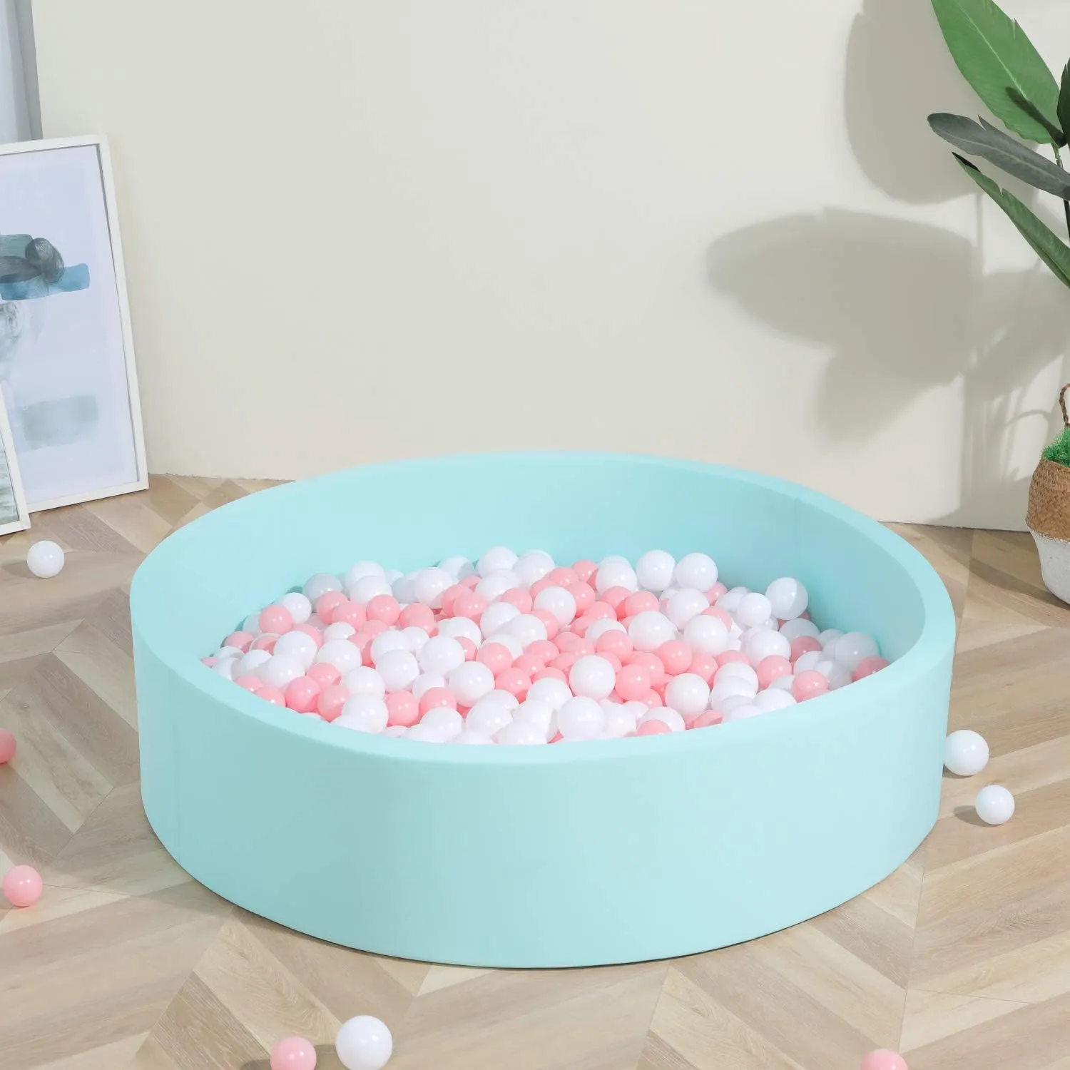 Ball Pool Indoor Round Ball Pits Children Toddler Playpen - Light Blue TRENDBOX Extra Large Soft Foam Ball Pit nicotine banner scholar 51.2" x 11.8" (NO Balls) in Large Sponge Round 