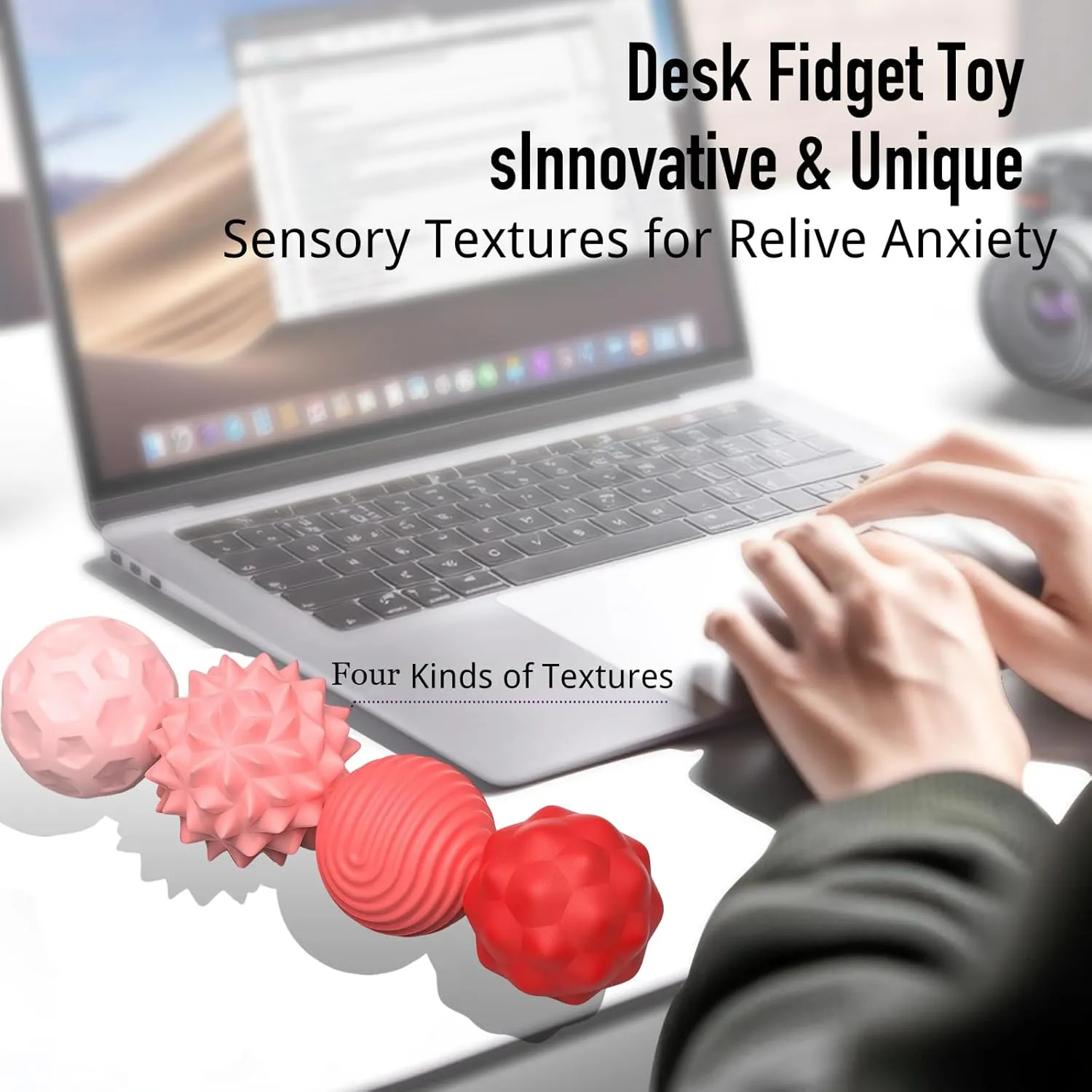 Ball Toy, 8Pcs Silicone Sensory Stress Relief Toys for Adults, unpredictable cover Shoshone minority Teens with Autism, ADHD, Anxiety, Stocking Stuffers for Women Men Teen Gift (Red, Large) Large Magnetic Sensory Fidget 