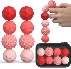 Ball Toy, 8Pcs Silicone Sensory Stress Relief Toys for Adults, unpredictable cover Shoshone minority Teens with Autism, ADHD, Anxiety, Stocking Stuffers for Women Men Teen Gift (Red, Large) Large Magnetic Sensory Fidget 