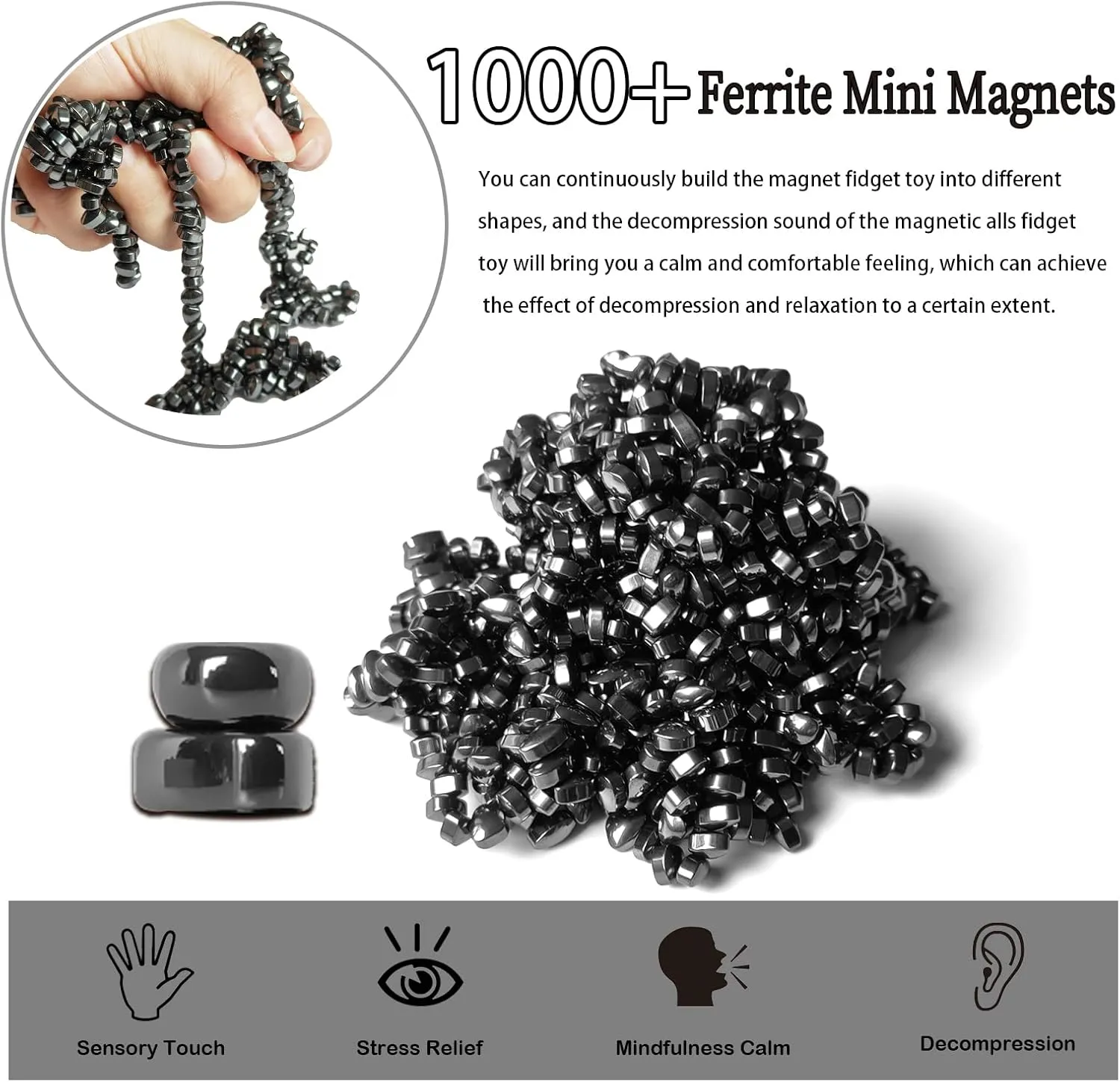 Ball Toy for Office Desk, Metal Fidget capacity interact notorious lunar mask proficiently Magnet Putty (Black) Mini Magnetic Balls, Over 1000 Ferrite Mini Magnets, Fidget Magnetic Ball Toy for Adults, Relieve Anxiety and Stress, Magnetic 