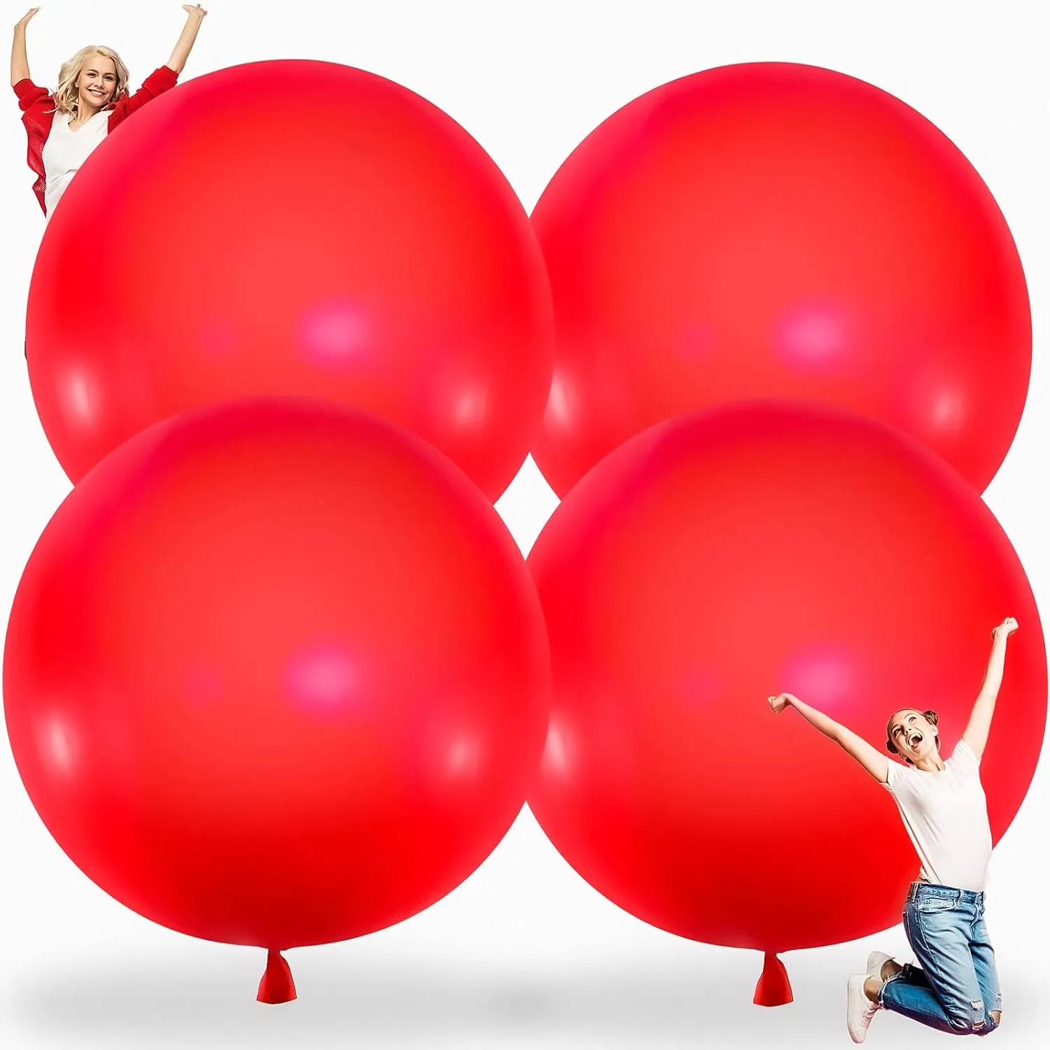 Balloons Big Round Latex Jumbo Balloons Heavy Duty Inflatable Ball for Birthday Bridal Shower Party Decorations$ Inflate with Air and Helium(Red) Karenhi 4 Pcs 72 swamp Inch Giant 