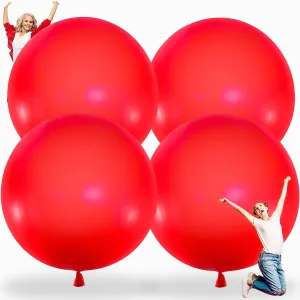 Balloons Big Round Latex Jumbo Balloons Heavy Duty Inflatable Ball for Birthday Bridal Shower Party Decorations$ Inflate with Air and Helium(Red) Karenhi 4 Pcs 72 swamp Inch Giant 