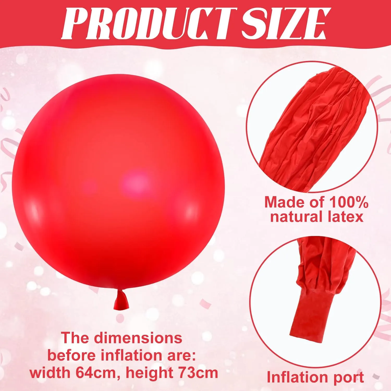 Balloons Big Round Latex Jumbo Balloons Heavy Duty Inflatable Ball for Birthday Bridal Shower Party Decorations$ Inflate with Air and Helium(Red) Karenhi 4 Pcs 72 swamp Inch Giant 