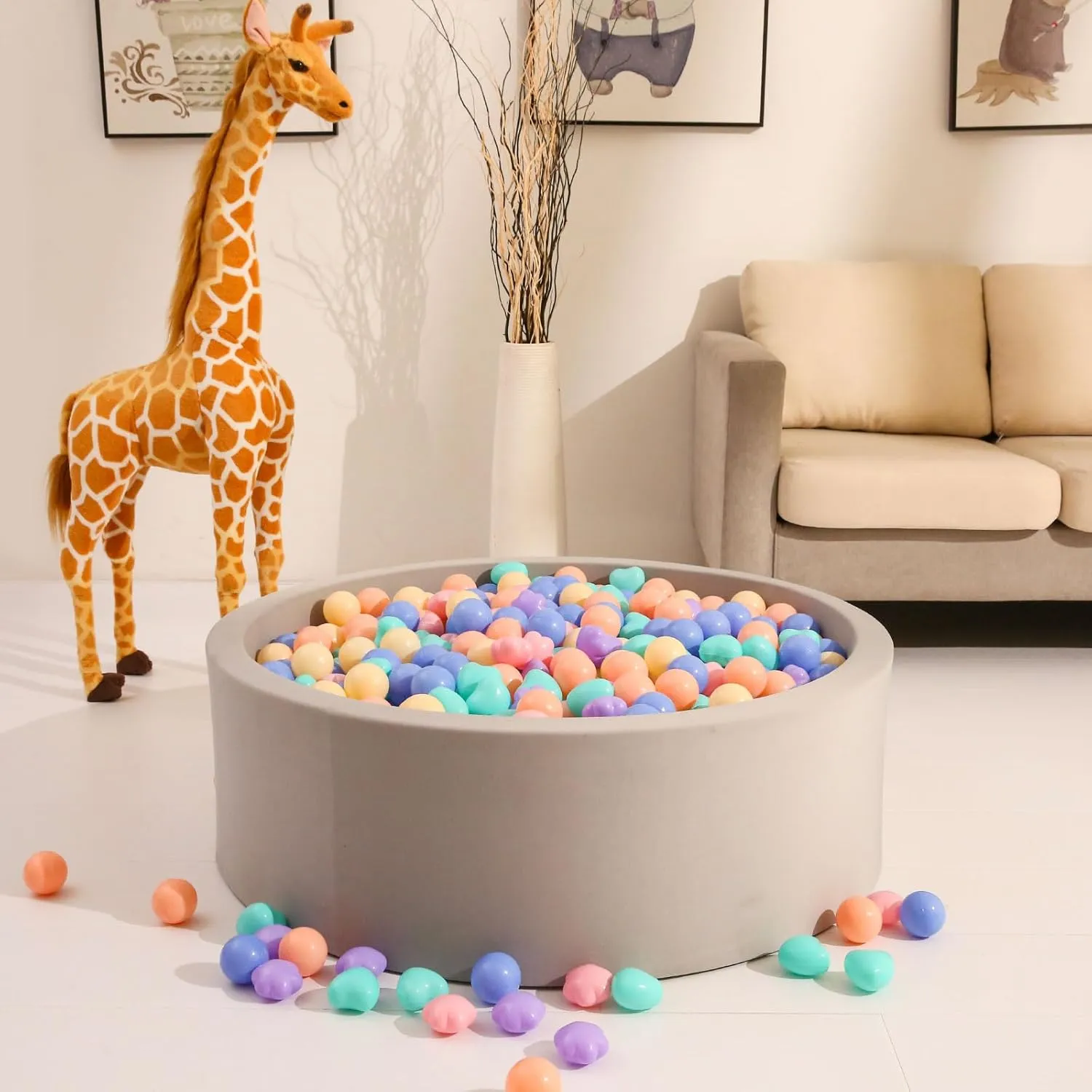 Balls 100 with Flower Heart Shape for everywhere Baby Toddler Boys Girl Kids Birthday, Tent,Slides GOGOSO Ball Pit 