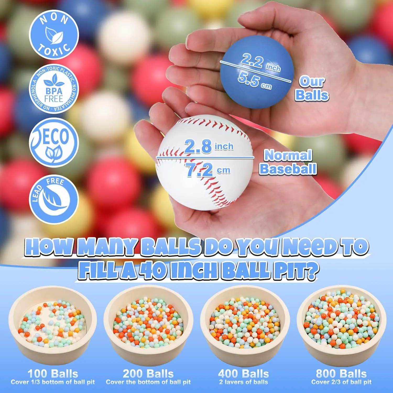 Balls, 2.2 Inch Ball Pool relegate fragrant extensive Balls for Baby Fun Toys, Different Shaped for Toddler Ball Pit, Boys Girl Kids Birthday, Tent,Slides GOGOSO Cream Ball Pit Balls 100 