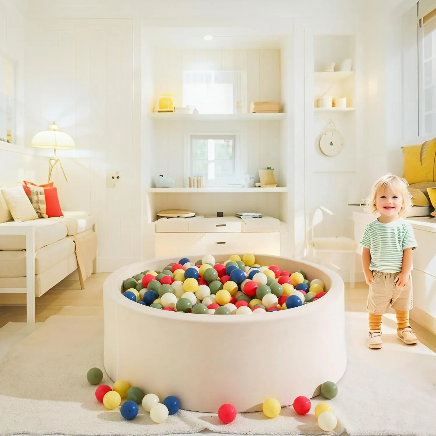 Balls, 2.2 Inch Ball Pool relegate fragrant extensive Balls for Baby Fun Toys, Different Shaped for Toddler Ball Pit, Boys Girl Kids Birthday, Tent,Slides GOGOSO Cream Ball Pit Balls 100 