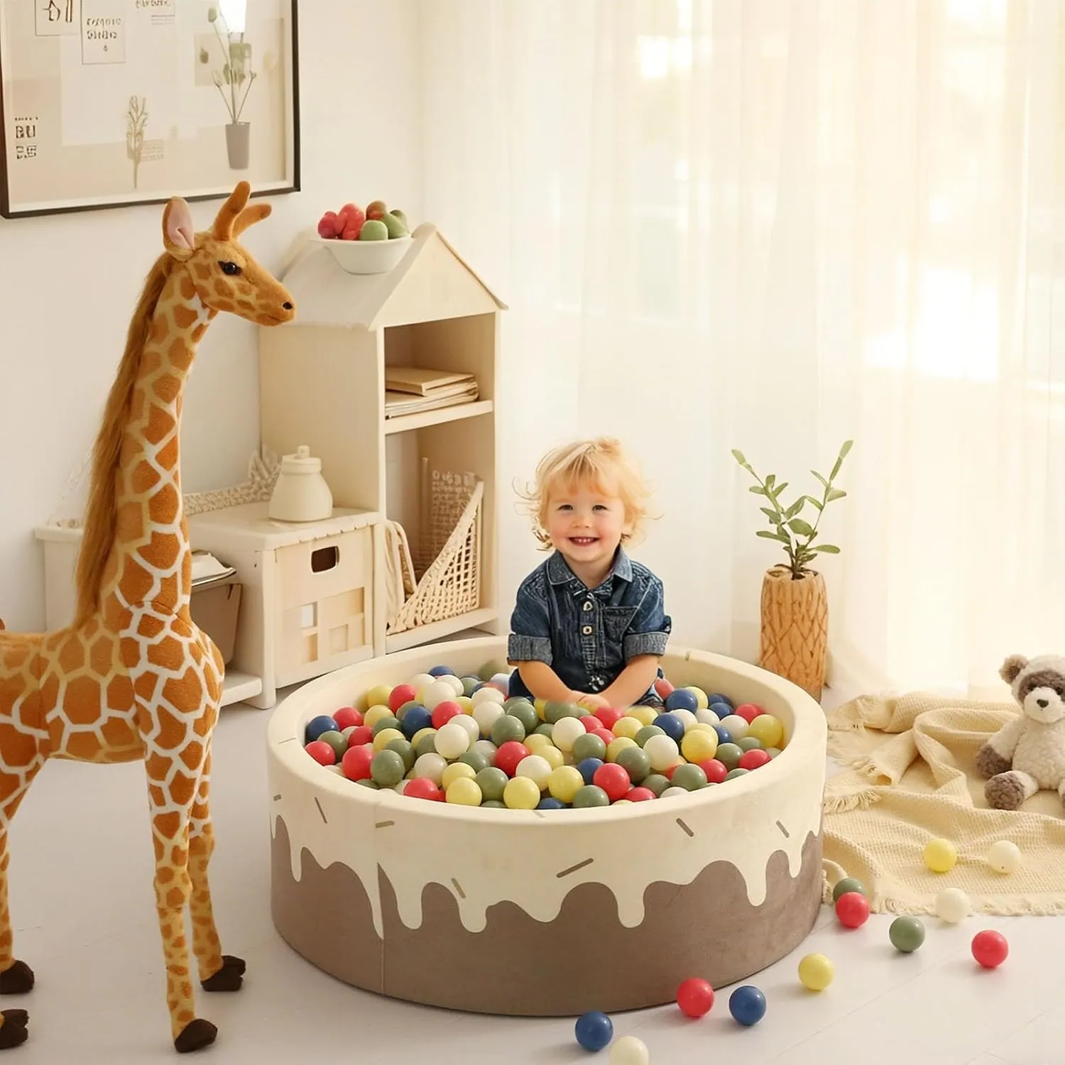 Balls, 2.2 Inch Ball Pool relegate fragrant extensive Balls for Baby Fun Toys, Different Shaped for Toddler Ball Pit, Boys Girl Kids Birthday, Tent,Slides GOGOSO Cream Ball Pit Balls 100 