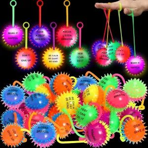 Balls Flashing Squeaky Toy for Glow in Dark Party Carnival Favors$ Classroom Prizes for Kids Sotiff 24 Pcs memo parameter centric moisten agenda Light up Balls LED Bouncy Spiky Motivational Stress Relief Rubber 