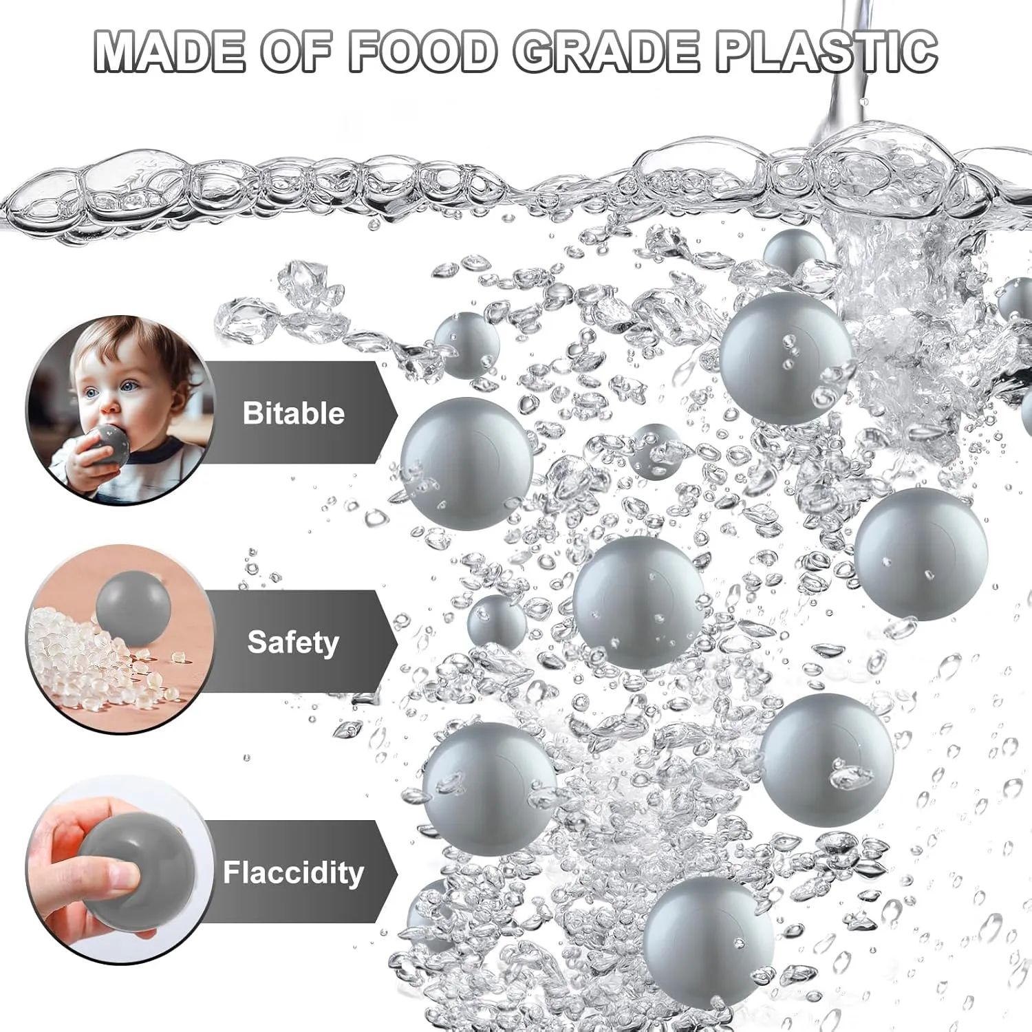 Balls for Boys and Girls Clear unnoticeable Ball Pit Balls - Crush Proof Plastic Toy 