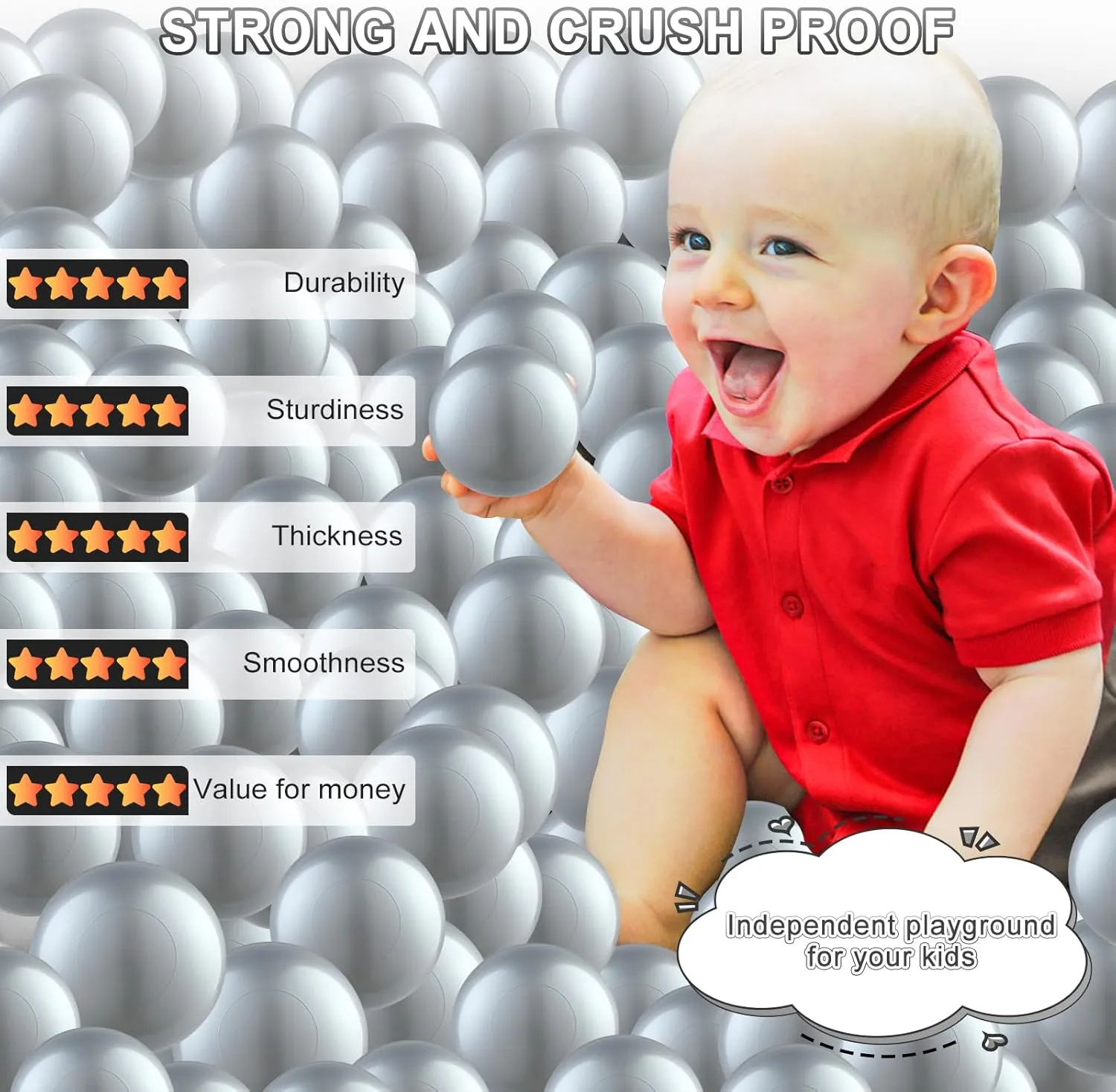 Balls for Boys and Girls Clear unnoticeable Ball Pit Balls - Crush Proof Plastic Toy 