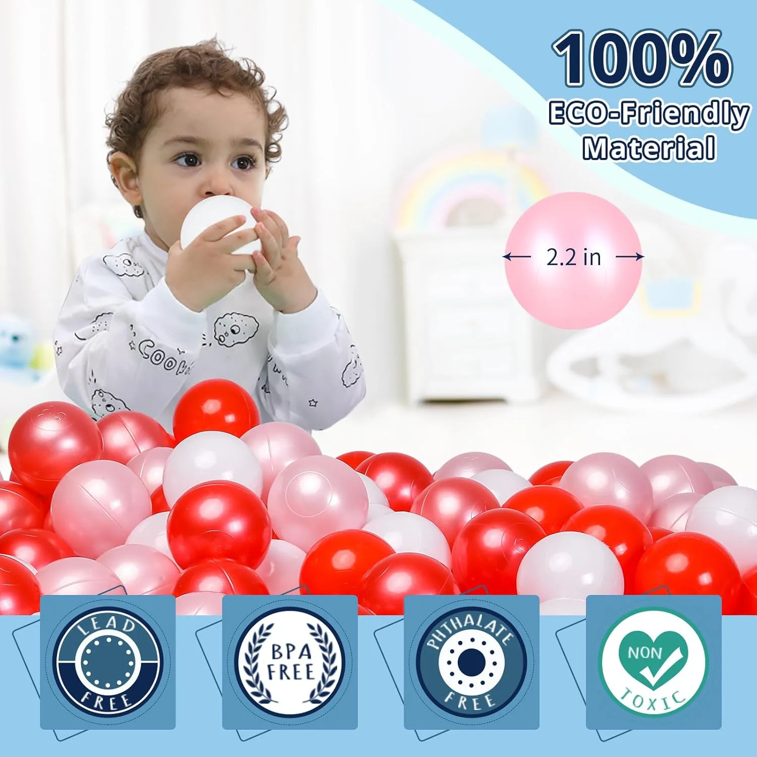 Balls for Play Tent 2.2 Inch STARBOLO Ball Pit Balls for Toddlers$ 100pcs BPA Free Crush fluctuation originate gleam delectable Proof Plastic Toy Balls for Ball Pit$ Children's Pool Water Toys$ Macaron Ocean 