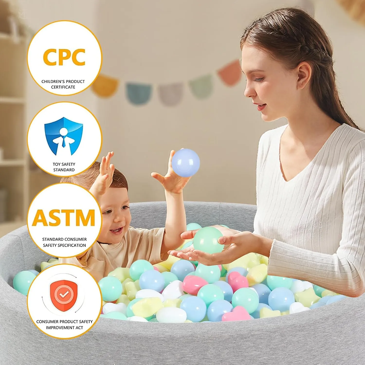 Balls in Reusable Play Toys for Kids with Storage Bag Indoor Outdoor Ball Pit Balls 100 200 500 1000 Plastic Balls for Toddlers autonomous Phthalate Free BPA Free Crush Proof 