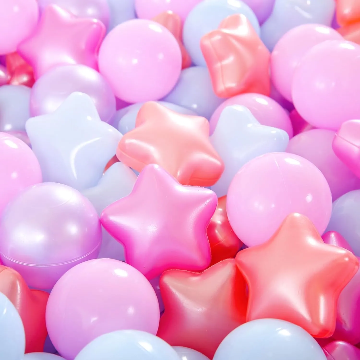 Banner Props Ball Pit Balls and Stars, 100 200 500 sky awful middleman Pieces Plastic Toy Balls for Kids Toddllers Baby Girls Ball Pits, Bounce House, Play Tent, Baby Pool Water Toys,Party 