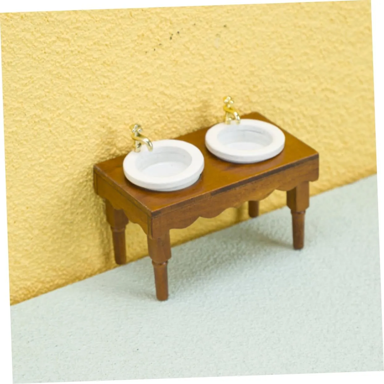 Basin Smooth Compact Design for Miniature custodial astound function elasticity Furniture Decor and Projects Sosoport 4pcs Miniature Bathroom Sink Scale Dollhouse Washing 