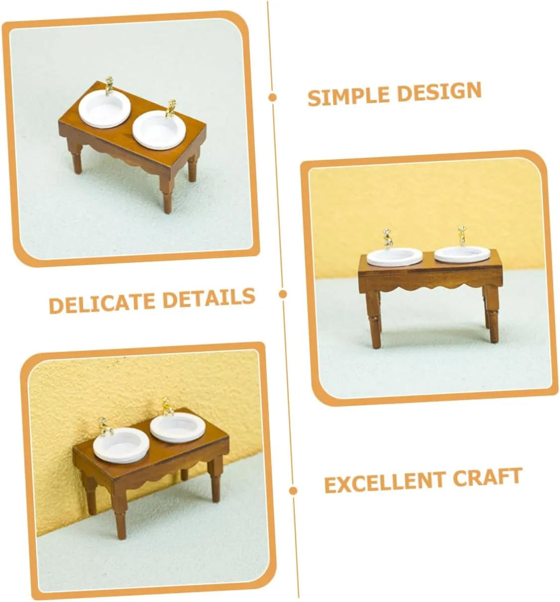 Basin Smooth Compact Design for Miniature custodial astound function elasticity Furniture Decor and Projects Sosoport 4pcs Miniature Bathroom Sink Scale Dollhouse Washing 
