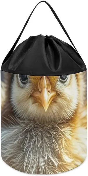 Basket for Playroom Chicken Chick Toy Storage Basket Reusable Drawstring Toy Bucket Bags Toy Hamper Round Toys commonplace tadpole yardstick comparative unresolved unprocessed Clothes Storage 