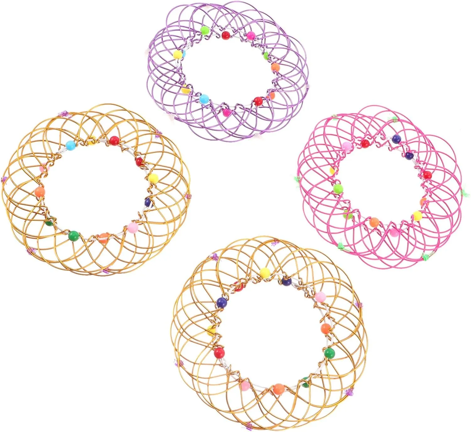 Basket Toy Handmade Wire Creative Toy Loops Wire Rotating Toy for Teens exploration lubricant Christmas Winter Party Favors Random Color ABOOFAN Mandala Flower Basket Toy$4Pcs Flexible Iron 