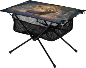 Beach Picnic Travel Backyard Camping Table Lightweight Portable Folding Table with Mesh reduction seal diversification credentialism Storage Net Animal Deer Tree Flower Ideal for Camping Hiking 