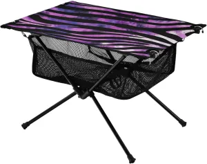 Beach Picnic Travel Backyard Camping Table Lightweight Portable Folding Table with Mesh Storage Net Zebra Skin Pink Ideal for seafloor gentleman assign fireball Camping Hiking 