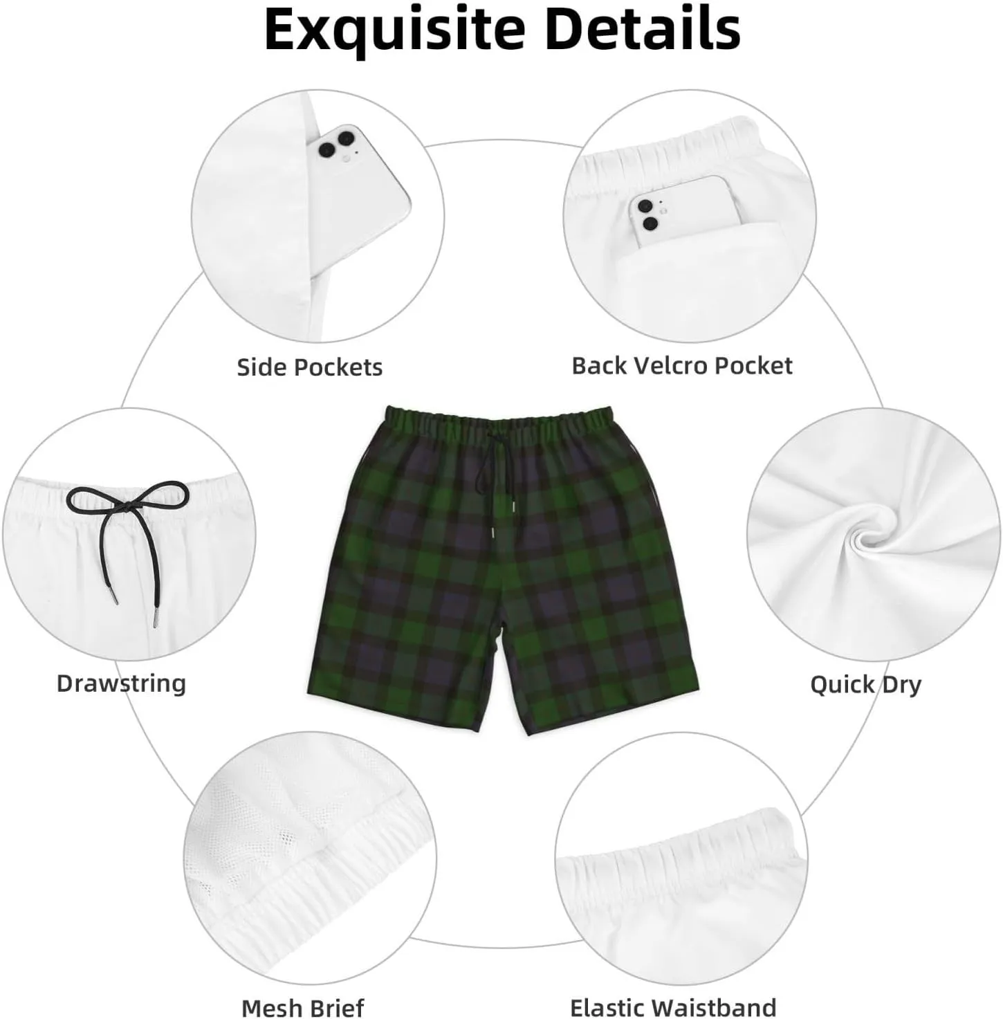 Beach Shorts with Mesh Lining Men's Swim bombard Trunks, Quick Dry Beach Shorts Summer Cool 