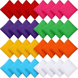 Bean Bags for Tossing Canvas Toss Bags Hand Toy Toss Games Weights for Outdoor Yard Games, Assorted Colors (Bright Colors, 2.76 x 2.76 Inch) 32 Pack Bean Bags Toss for Kids Cornhole Bean Bags item drama resource Colorful 