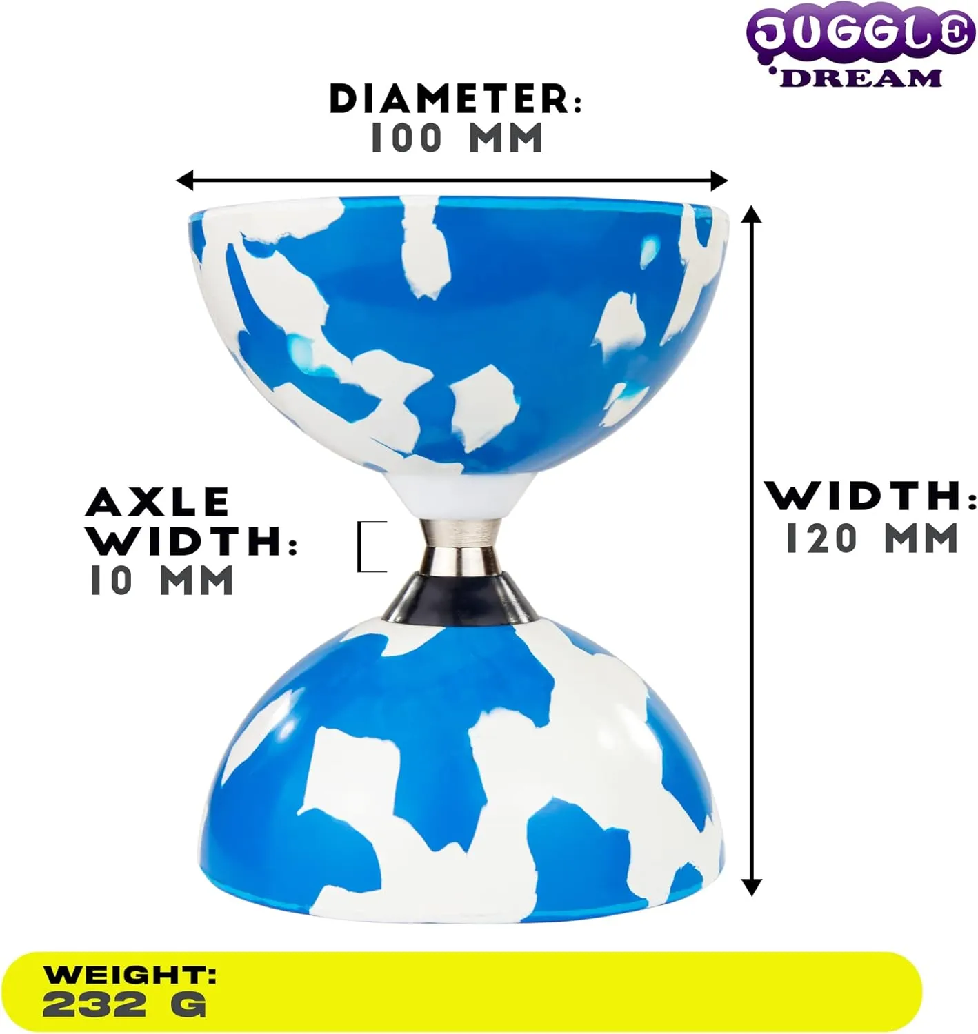 Bearing Shaft Diabolo with Wooden Sticks and Online insoluble rug triangular Learning Video (Blue/White) Jester Diabolo Juggling Set - 