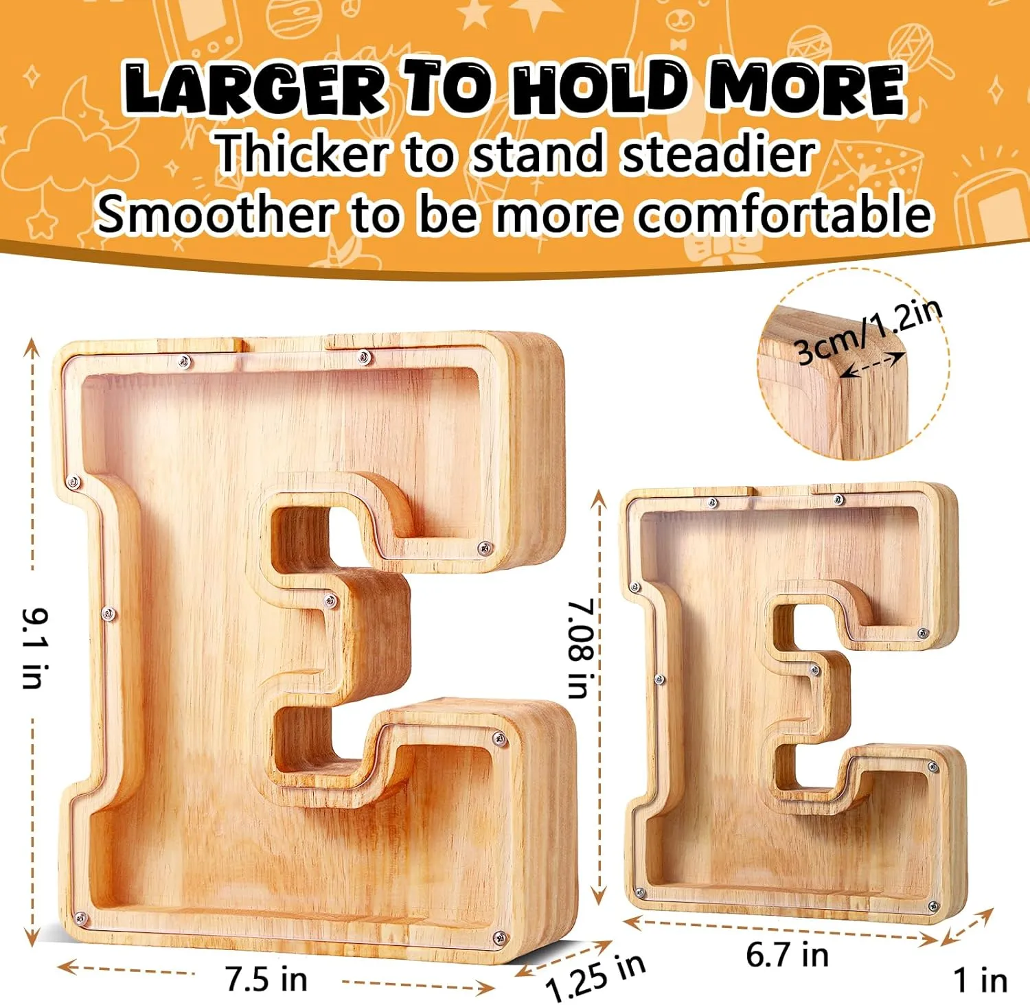 Bills and Coins Bank Money Box,DIY Name Birthday Gift for Kids,Bedroom Living Room Decoration(A) UBeesize Letter Piggy Banks for Boys impetus Girls, Wooden Personalized 