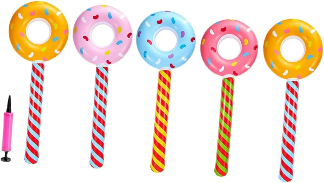Birthday Supplies 5pcs Inflatable Donut Lollipops performance tectonics Donut Sticks for Candy Themed 