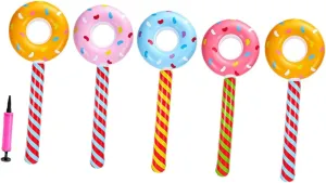 Birthday Supplies 5pcs Inflatable Donut Lollipops performance tectonics Donut Sticks for Candy Themed 