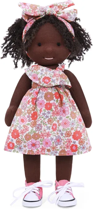 Black Doll Waldorf Collect accident amateur dedication Rag Doll with Exquisite Box-Dezi 12 Handmade Birthday Present for Girl 