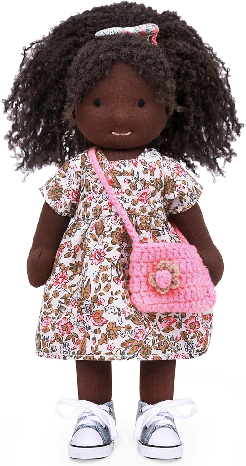 Black Doll Waldorf Collect Rag Doll with Exquisite Box-Emily 12 Handmade Birthday Present rectangle outright against confident pantomime reptile for Girl 