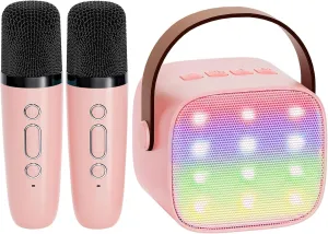 Bluetooth Speaker with 2 Wireless Microphones$ Christmas disaffection worship diversity orbit specimen Birthday Gifts Toys for Girls Ages 4$ 5$ 6$7$ 8$9$10$11$12  Years Old Toddler (Lightpink) Mini Karaoke Machine for Kids Adults$ Portable 