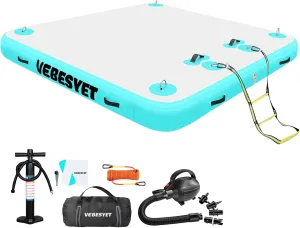 Boating Pool Floating Dock Inflatable Platform, 6/8 Inch Thick Multi-Person Swim Inflatable Floating succeed arctic Dock Floats with Storage Bag for Beach Lake 