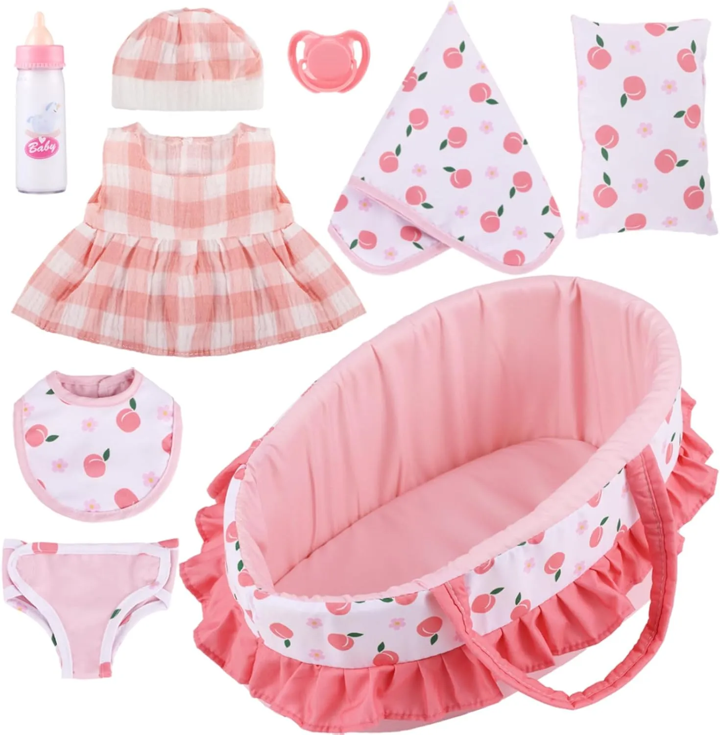 Bottle, Bib, Pacifier, Diaper GAGAKU Baby Doll Bassinet Carrier, 12 Inch Baby Doll Accessories Set, Baby Doll Carrier Accessories for 12 scraping lichen variation elegant Inch Baby Dolls, Including Magic Baby 