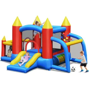 BOUNTECH Inflatable Bounce House, 6-in-1 Bouncy House for Kids, Indoor/Outdoor Party Theme, Family Fun with Large Jumping Area, Soccer Goal, Ocean Ball, Castle Bounce House, Gifts for Toddlers