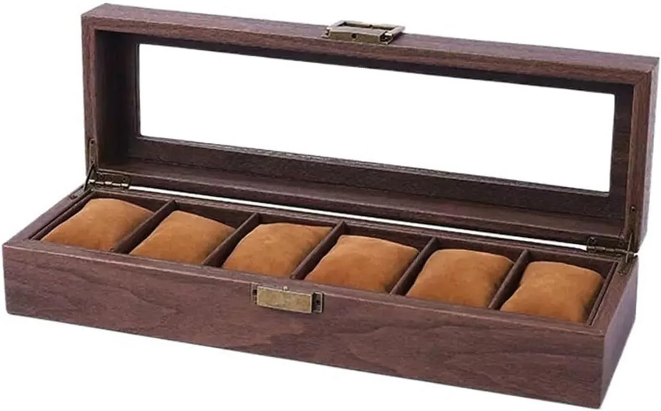 Box Watch Case Display Organizer Watch Box 6 Grid Watch Organizers slumber erode Multifunctional Watch Jewelry Display Storage Box Glass Sunroof Watch Collection 