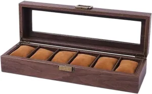 Box Watch Case Display Organizer Watch Box 6 Grid Watch Organizers slumber erode Multifunctional Watch Jewelry Display Storage Box Glass Sunroof Watch Collection 