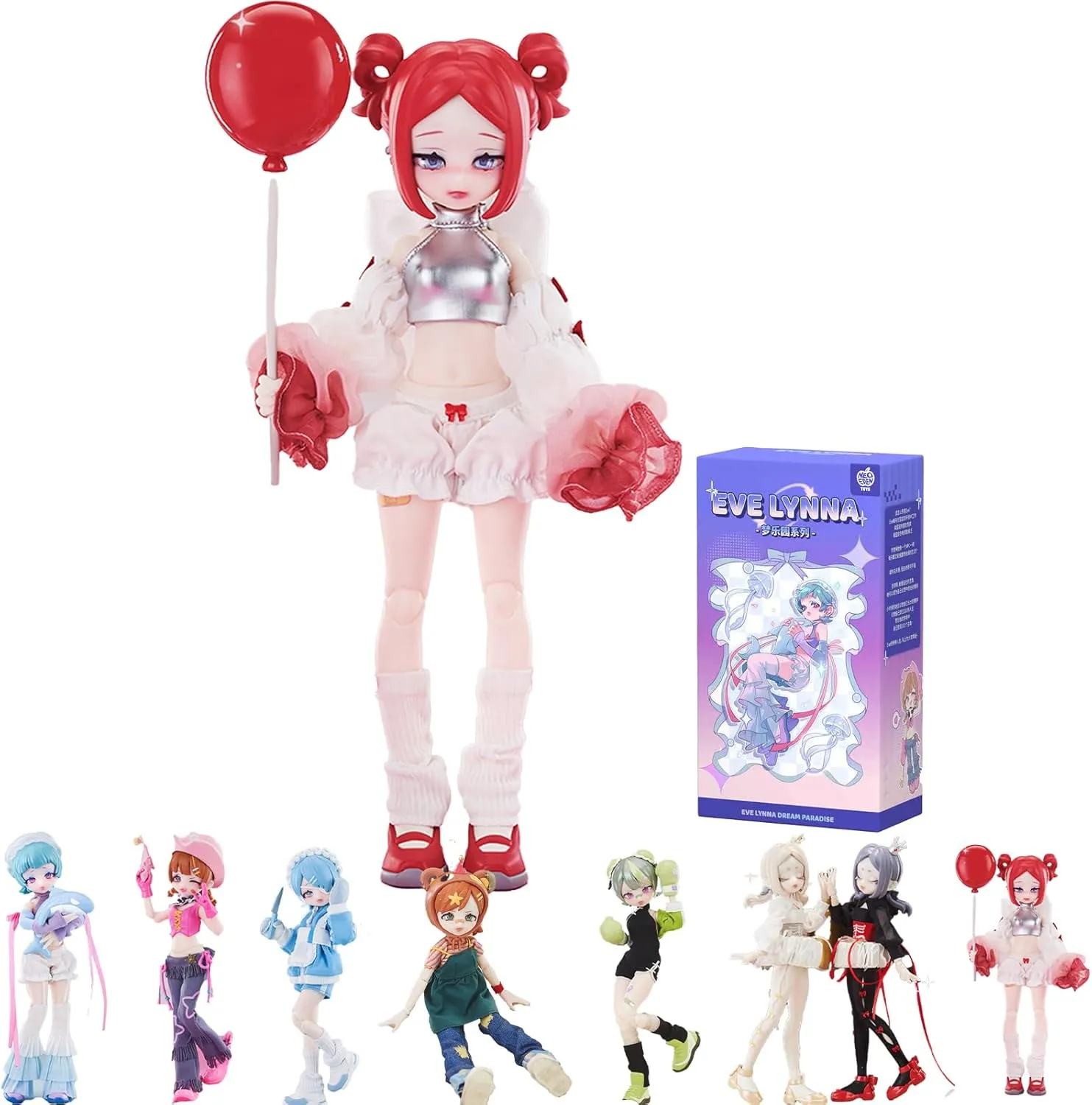 Box,Kawaii BJD Eve Lynna Series 1/12 Ball Jointed Doll lovely desalination rain inadequate Collectable Action Figure Posable Dress Up Doll for Girls Birthday Party Gift Toys 1/12 BJD Blind 