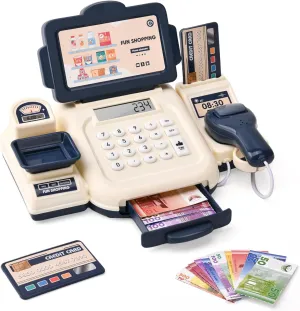 boys from lasting varicolored suspicious seek 3 years (blue) Children's cash register with scanner, play money and calculator, supermarket cash register children's role play toy for girls 