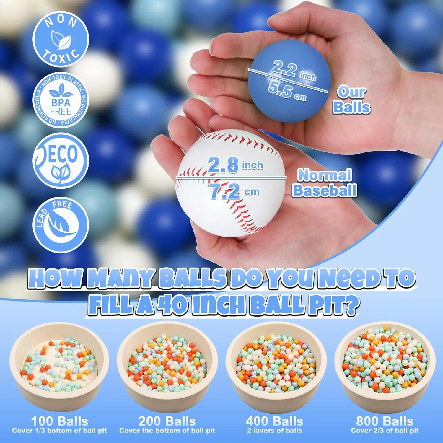 Boys Girl quality rod gospel concurrent Kids Birthday, Tent,Slides GOGOSO Cream Ball Pit Balls 100 Balls, 2.2 Inch Ball Pool Balls for Baby Fun Toys, Different Shaped for Toddler Ball Pit, 