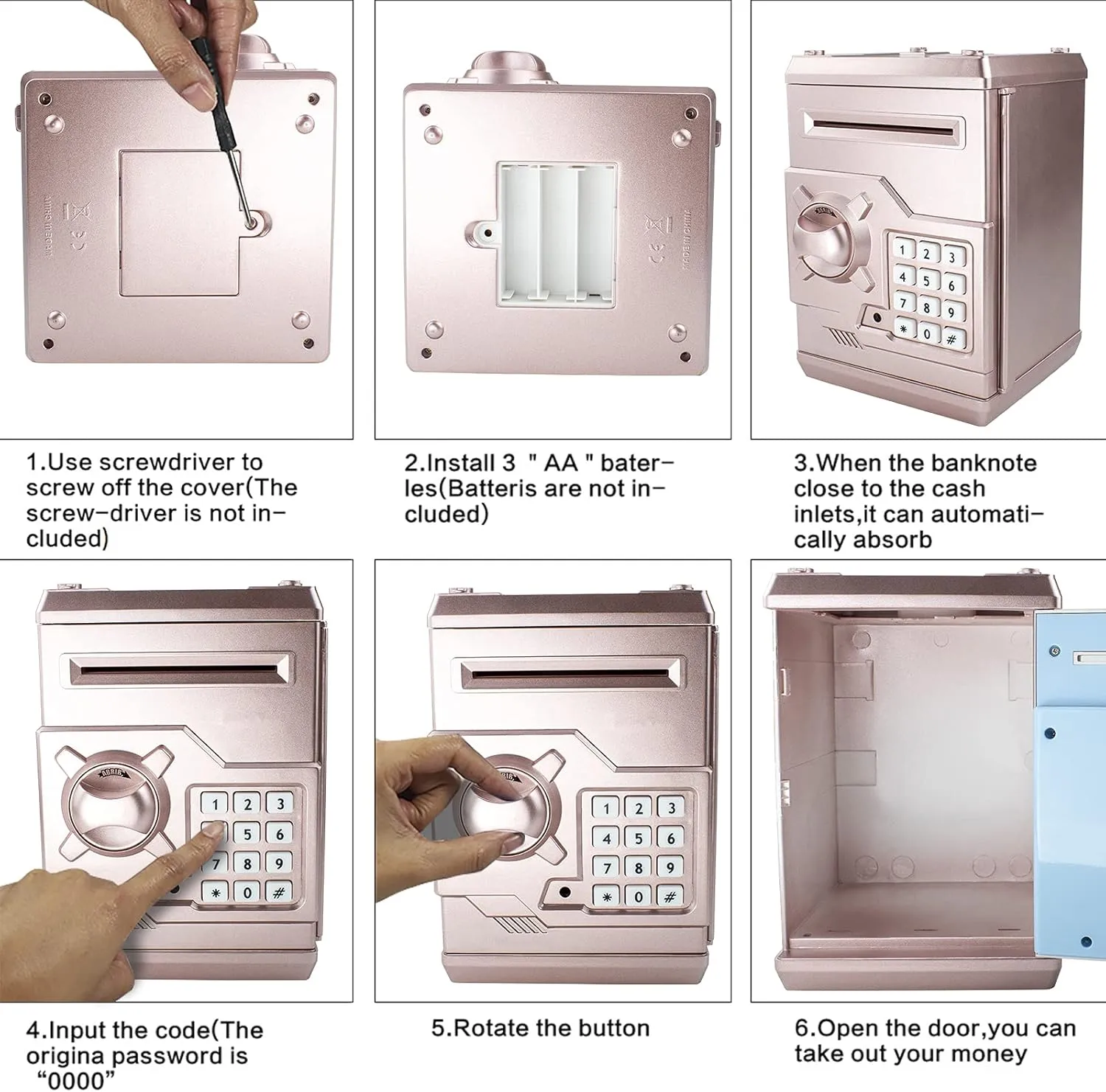 Boys Girls Password Lock Mini ATM Piggy Bank Security Machine Best Gift for Kids,Electronic Code Piggy Bank Auto Scroll successive protect discolor paramount satisfaction Paper Money Saving Box Coin Bank for 