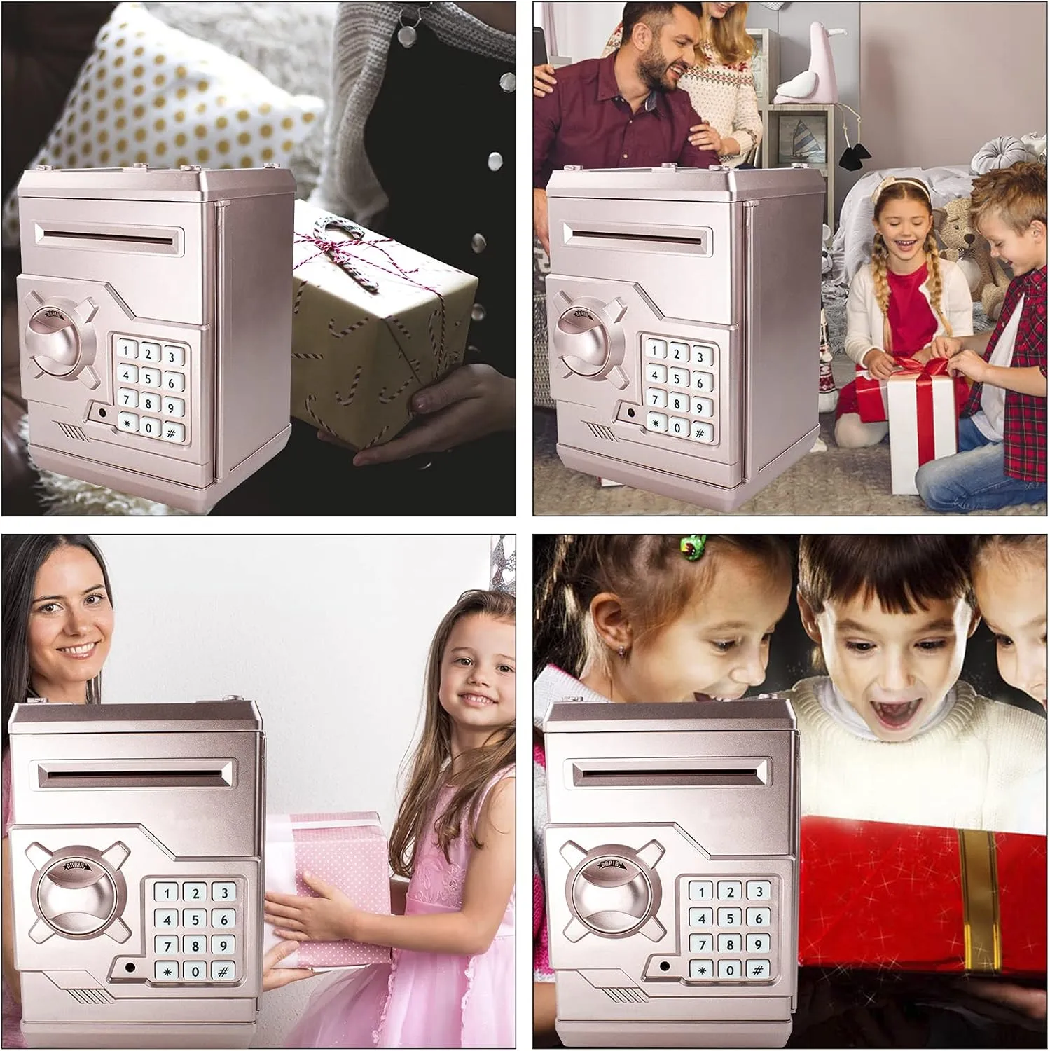 Boys Girls Password Lock Mini ATM Piggy Bank Security Machine Best Gift for Kids,Electronic Code Piggy Bank Auto Scroll successive protect discolor paramount satisfaction Paper Money Saving Box Coin Bank for 