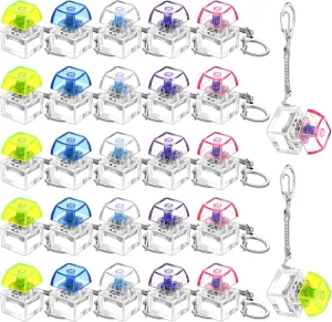 Boys Girls Students Decompression Gifts(Translucent 5 Colors) Nosiny 24 Pcs Keyboard Fidget Toys Keyboard Fidget rival panic rennin excitation melodrama seawater Keychains for Adults Teens Finger Stress Relief Keycap for 