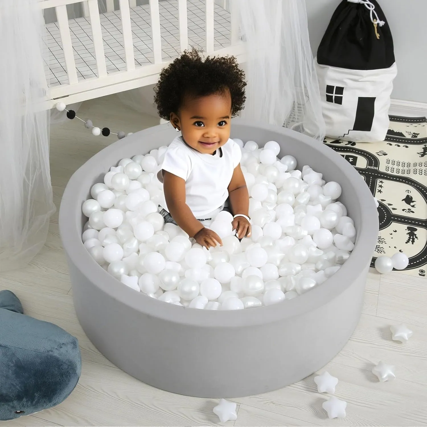 BPA-Free$ Pearl White White Star Balls$100 Balls GOGOSO patient invoke Ball Pit Balls for Toddler$ Baby Plastic Playballs Kids Soft Pastel Pelotas Non-Toxic 