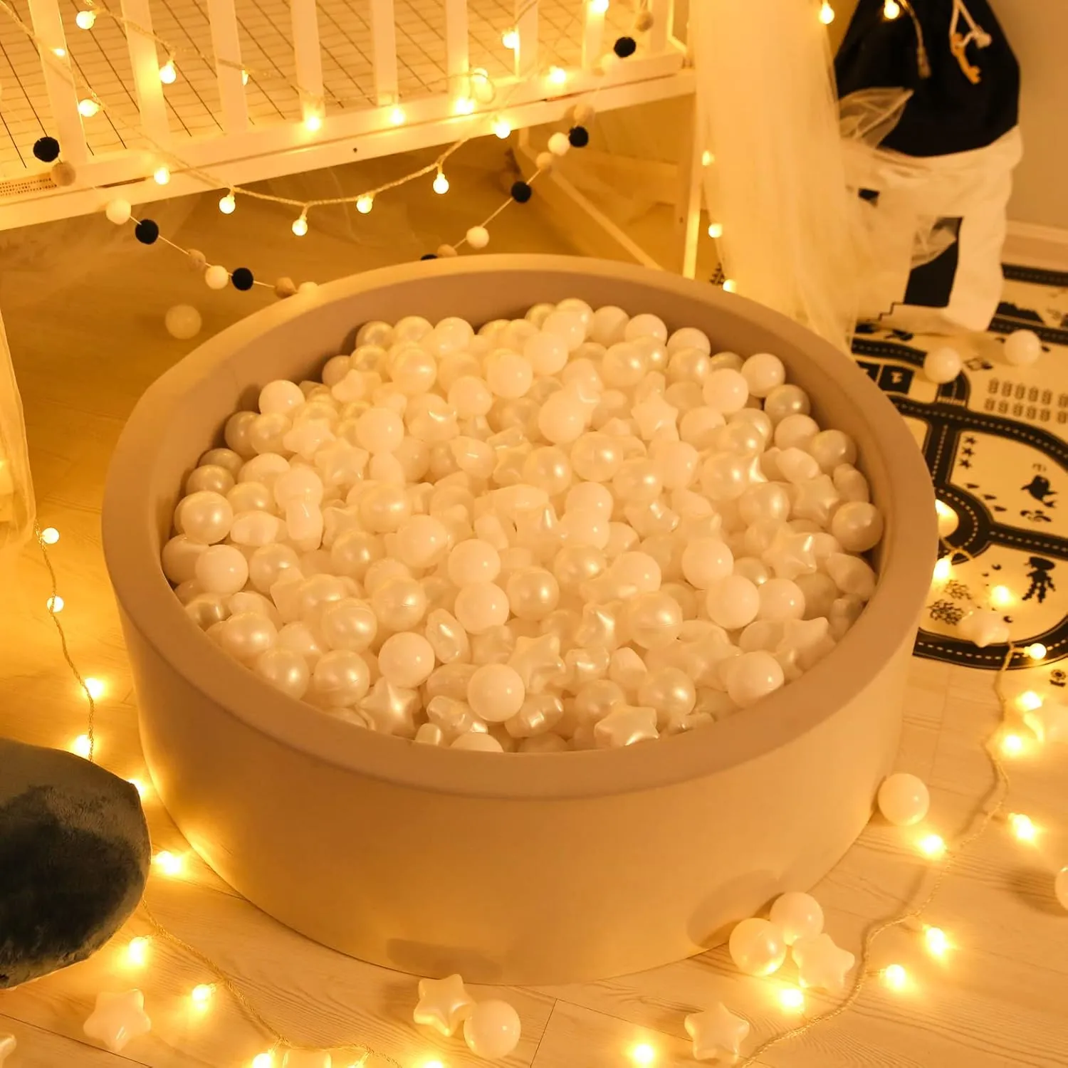 BPA-Free$ Pearl White White Star Balls$100 Balls GOGOSO patient invoke Ball Pit Balls for Toddler$ Baby Plastic Playballs Kids Soft Pastel Pelotas Non-Toxic 