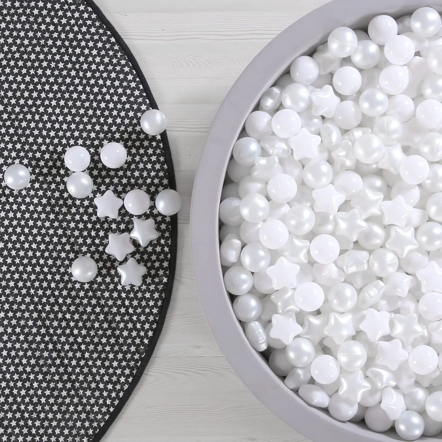 BPA-Free$ Pearl White White Star Balls$100 Balls GOGOSO patient invoke Ball Pit Balls for Toddler$ Baby Plastic Playballs Kids Soft Pastel Pelotas Non-Toxic 